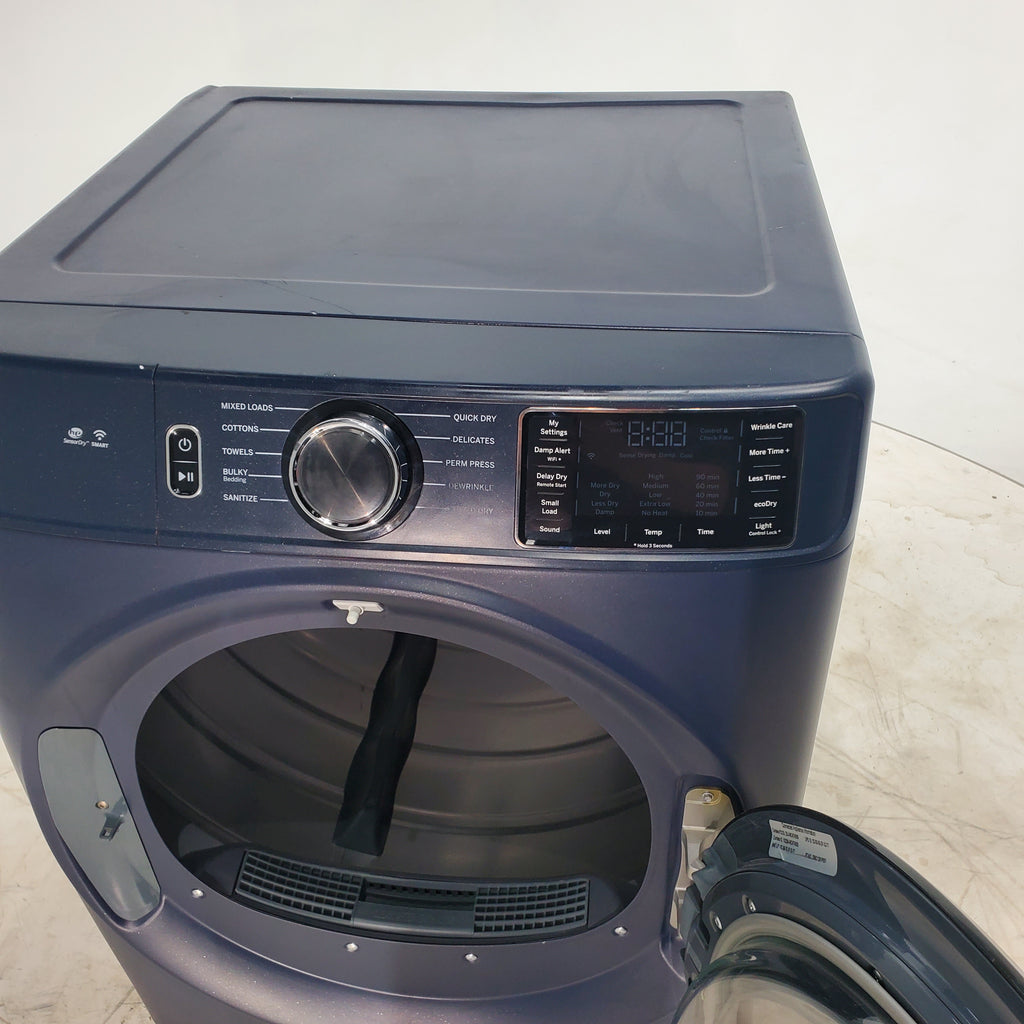 Pictures of Sapphire Blue ENERGY STAR GE 7.8 cu. ft. Stackable Front Load Electric Dryer with Voice Control - Scratch & Dent - Minor - Neu Appliance Outlet - Discount Appliance Outlet in Austin, Tx