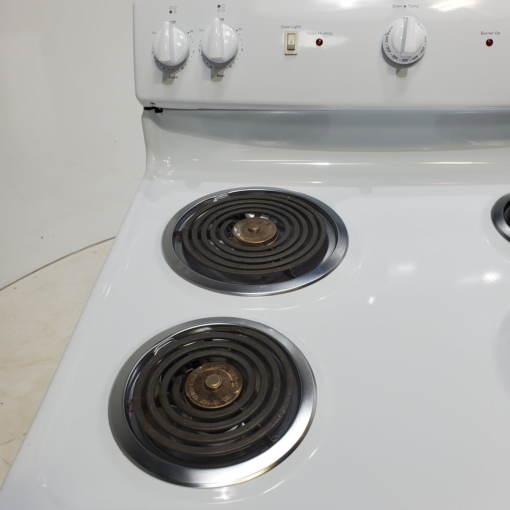 Pictures of White GE 5.0 cu. ft. Freestanding 4 Heating Element Electric Range with Dual Element Bake - Certified Refurbished - Neu Appliance Outlet - Discount Appliance Outlet in Austin, Tx