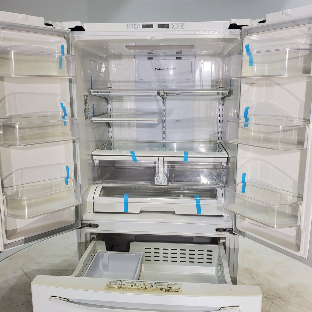 Pictures of White ENERGY STAR Samsung 25.5 cu. ft. 3 Door French Door Refrigerator with Twin Cooling Plus - Certified Refurbished - Neu Appliance Outlet - Discount Appliance Outlet in Austin, Tx