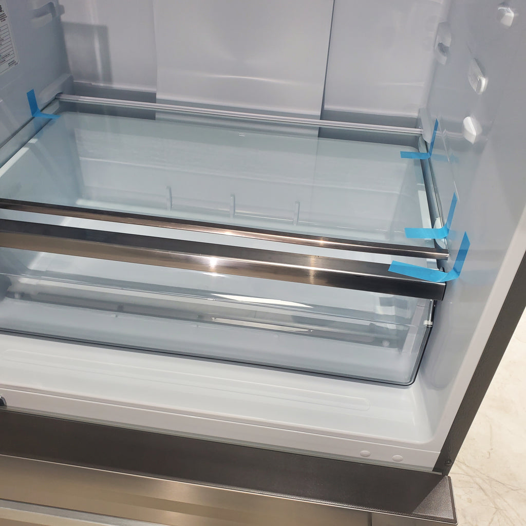 Pictures of 33" Wide Counter Depth Hisense ENERGY STAR 17.2-cu ft Bottom-Freezer Refrigerator with Ice Maker in Fingerprint Resistant Stainless Steel - Scratch & Dent - Minor - Neu Appliance Outlet - Discount Appliance Outlet in Austin, Tx