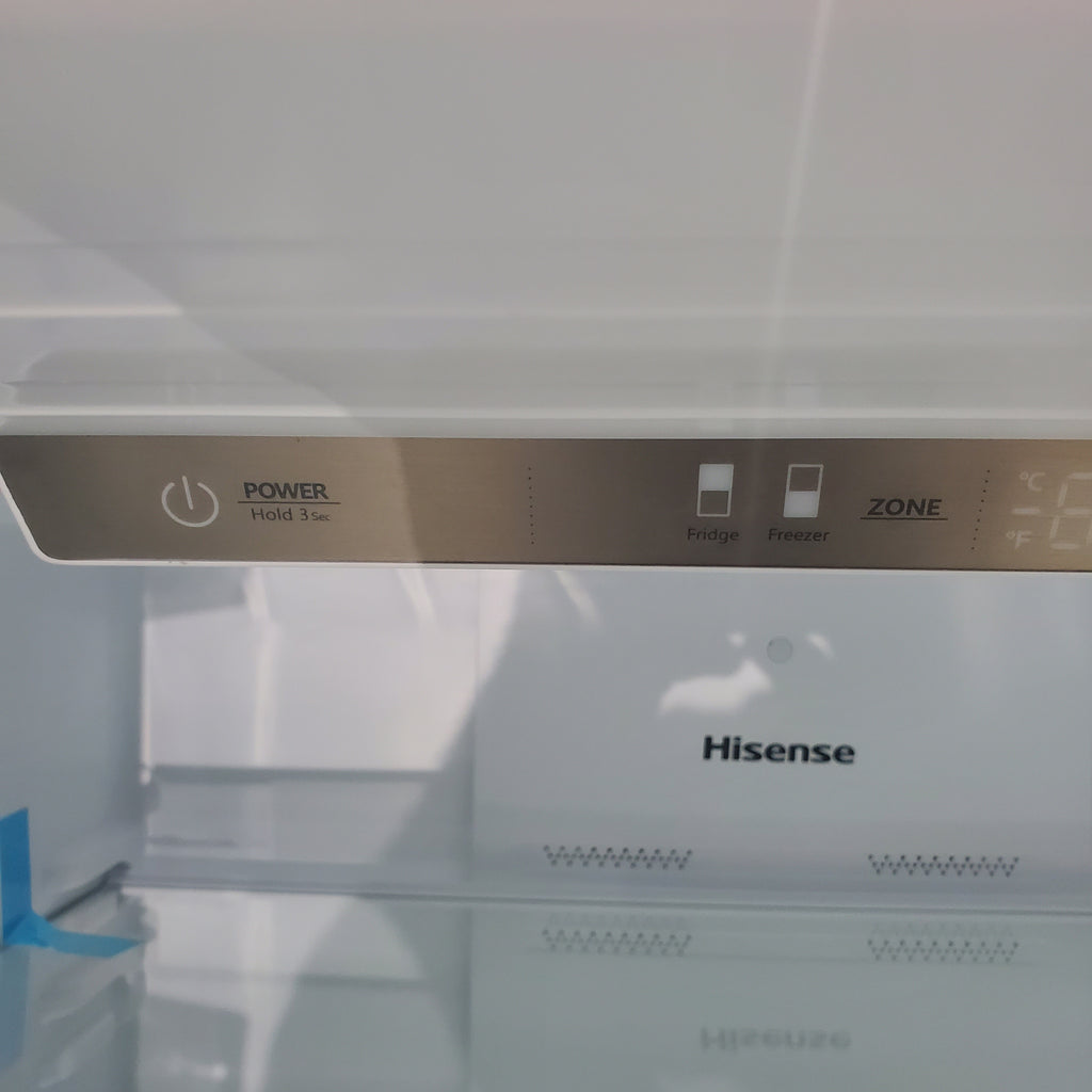 Pictures of 33" Wide Counter Depth Hisense ENERGY STAR 17.2-cu ft Bottom-Freezer Refrigerator with Ice Maker in Fingerprint Resistant Stainless Steel - Scratch & Dent - Minor - Neu Appliance Outlet - Discount Appliance Outlet in Austin, Tx