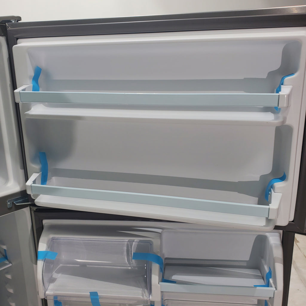 Pictures of 33" Wide Fingerprint-Resistant Stainless Steel Whirlpool 20.5 cu. ft. Top Freezer Refrigerator with Flexi-Slide Bin - Scratch & Dent - Minor - Neu Appliance Outlet - Discount Appliance Outlet in Austin, Tx