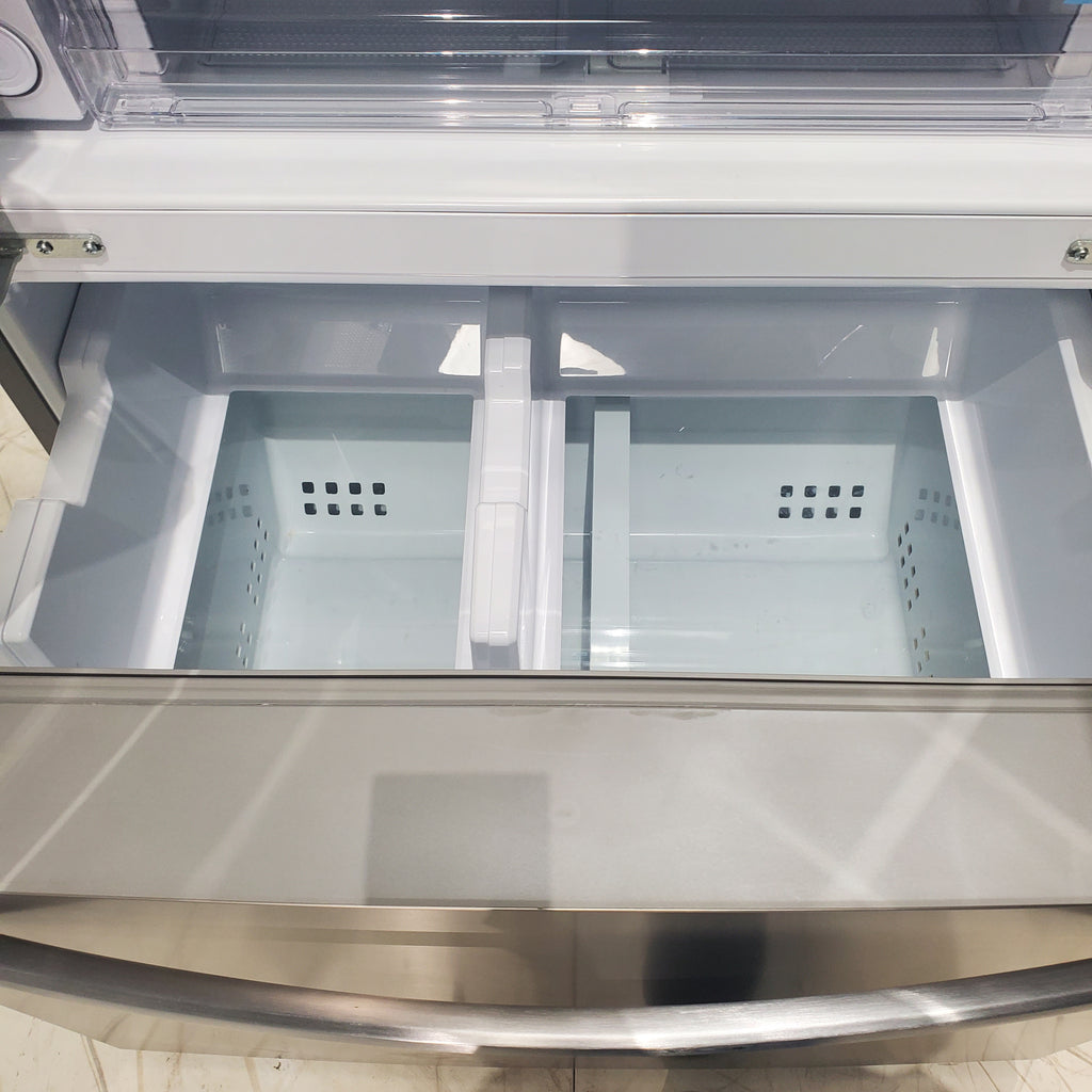 Pictures of Stainless Steel ENERGY STAR Frigidaire 27.8 cu. ft. 3 Door French Door Refrigerator with Exterior Water and Ice Dispenser - Scratch & Dent - Minor - Neu Appliance Outlet - Discount Appliance Outlet in Austin, Tx