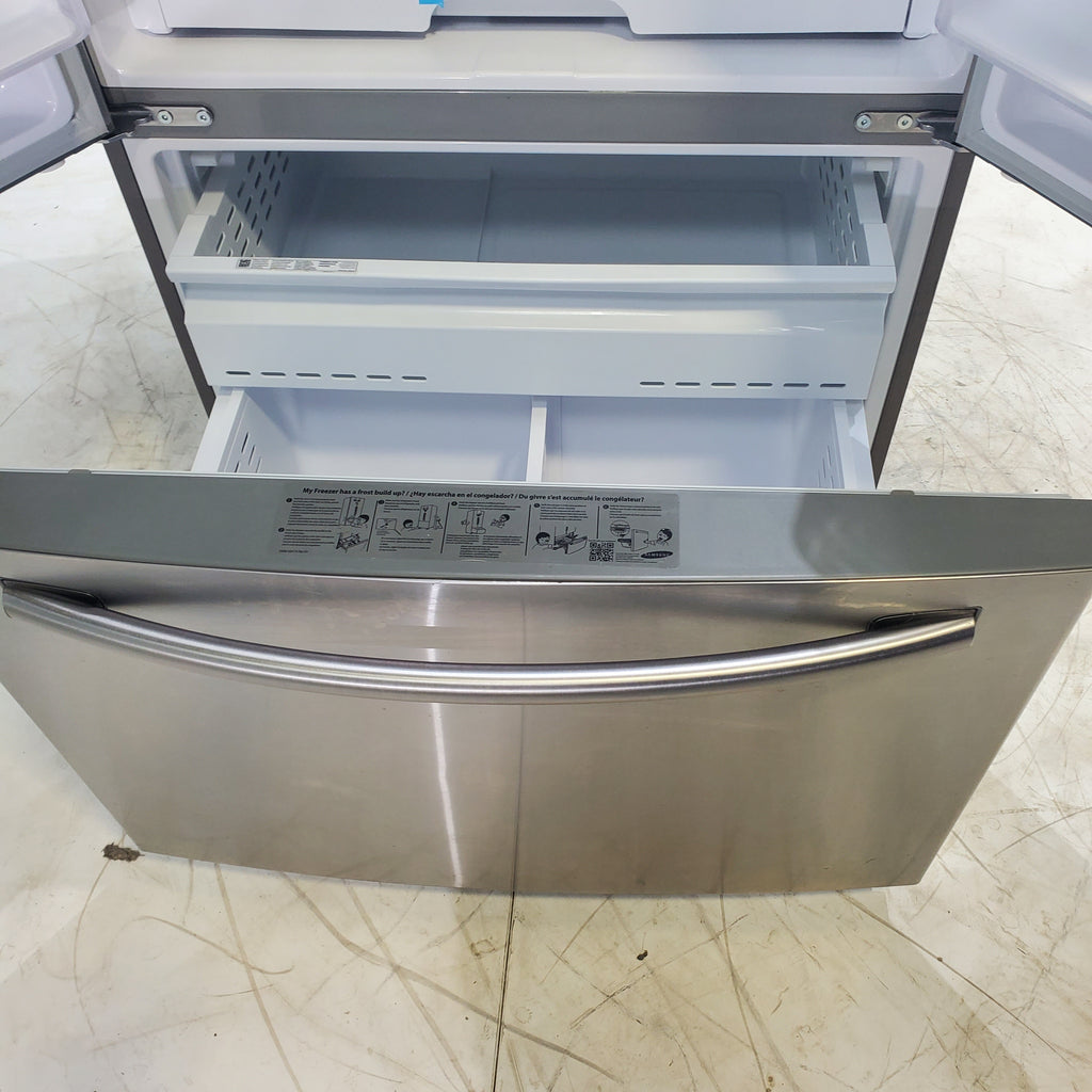 Pictures of Stainless Steel ENERGY STAR Samsung 24.6 cu. ft. 3 Door French Door Refrigerator with External Water and Ice Dispenser - Certified Refurbished - Neu Appliance Outlet - Discount Appliance Outlet in Austin, Tx