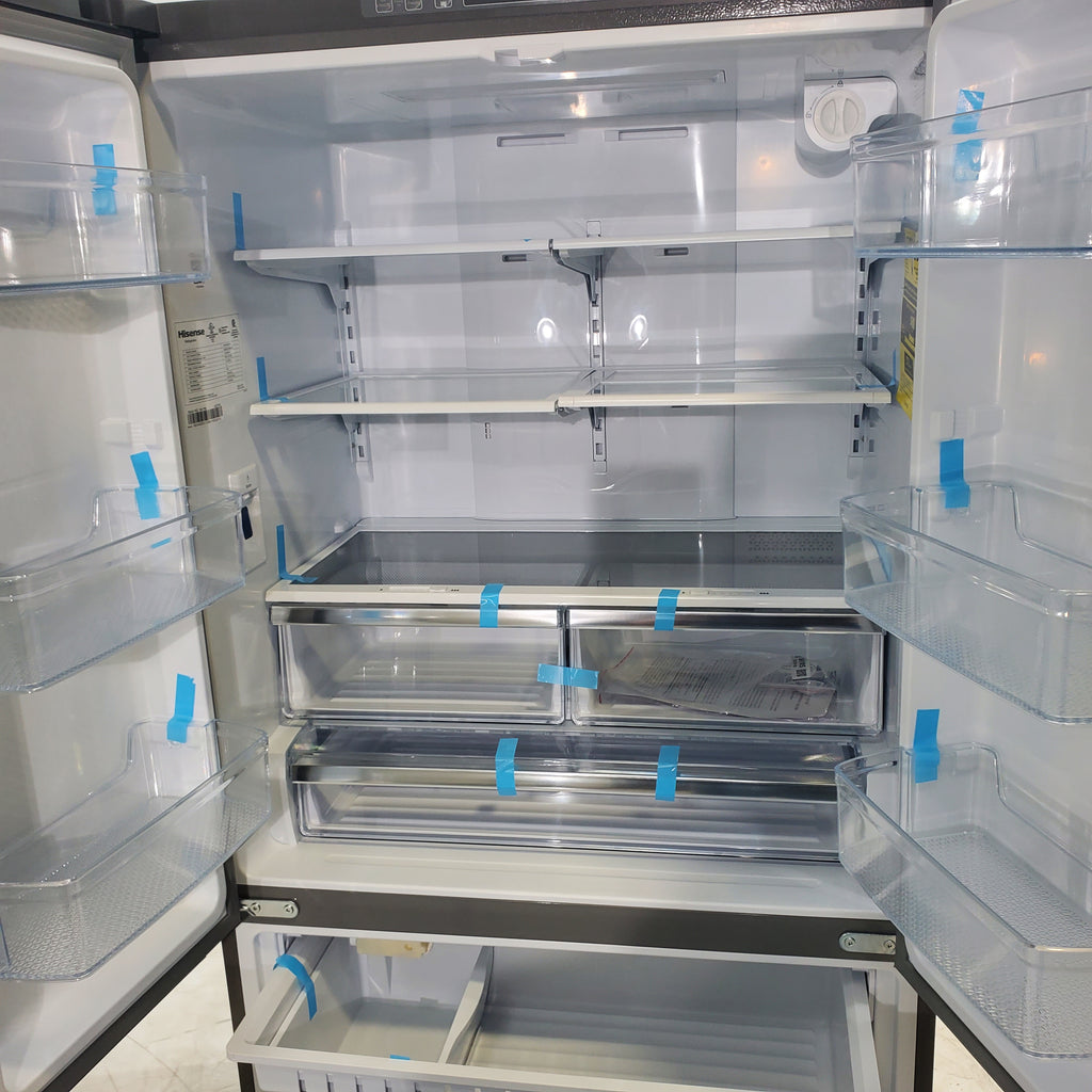 Pictures of Hisense Fingerprint Resistant Stainless Steel Counter-depth 21.2 cu ft French Door ENERGY STAR Refrigerator with Water and Ice Dispenser - Scratch & Dent - Moderate - Neu Appliance Outlet - Discount Appliance Outlet in Austin, Tx