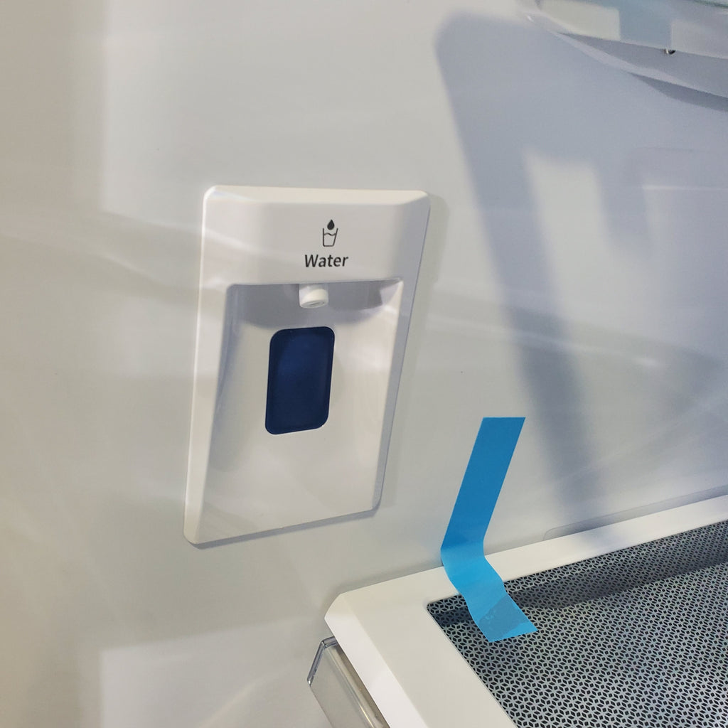 Pictures of Hisense Fingerprint Resistant Stainless Steel Counter-depth 21.2 cu ft French Door ENERGY STAR Refrigerator with Water and Ice Dispenser - Scratch & Dent - Moderate - Neu Appliance Outlet - Discount Appliance Outlet in Austin, Tx