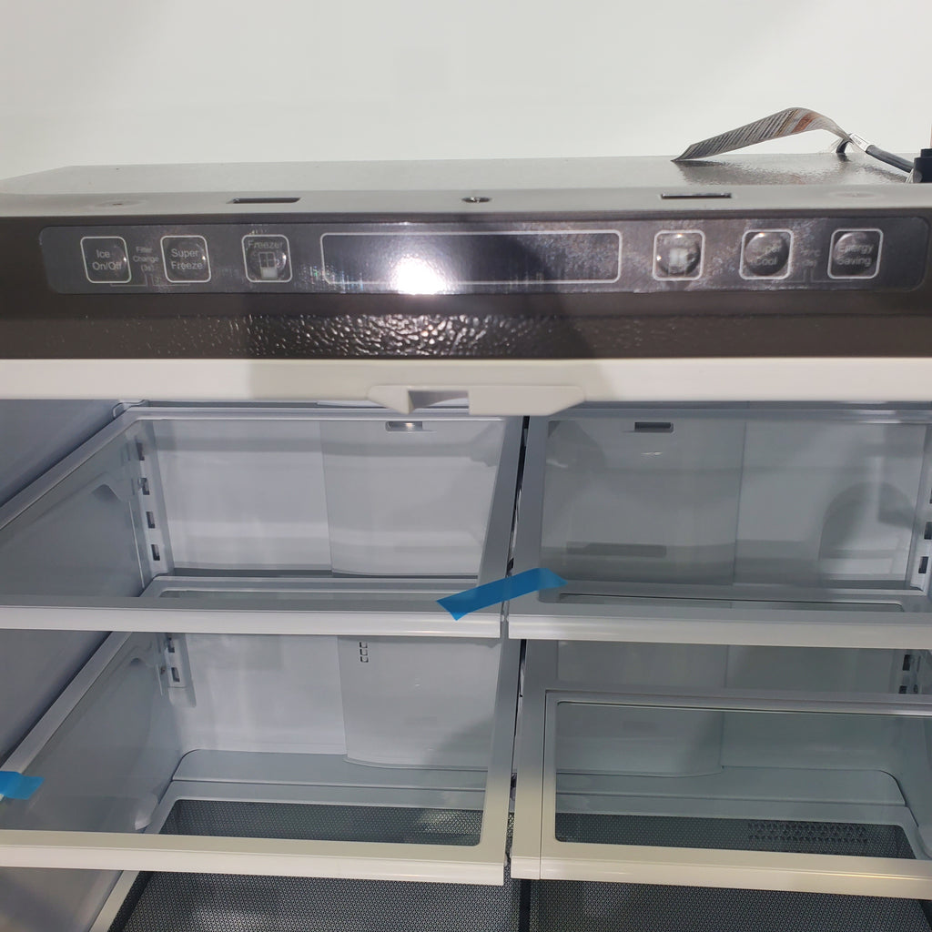 Pictures of Hisense Fingerprint Resistant Stainless Steel Counter-depth 21.2 cu ft French Door ENERGY STAR Refrigerator with Water and Ice Dispenser - Scratch & Dent - Moderate - Neu Appliance Outlet - Discount Appliance Outlet in Austin, Tx