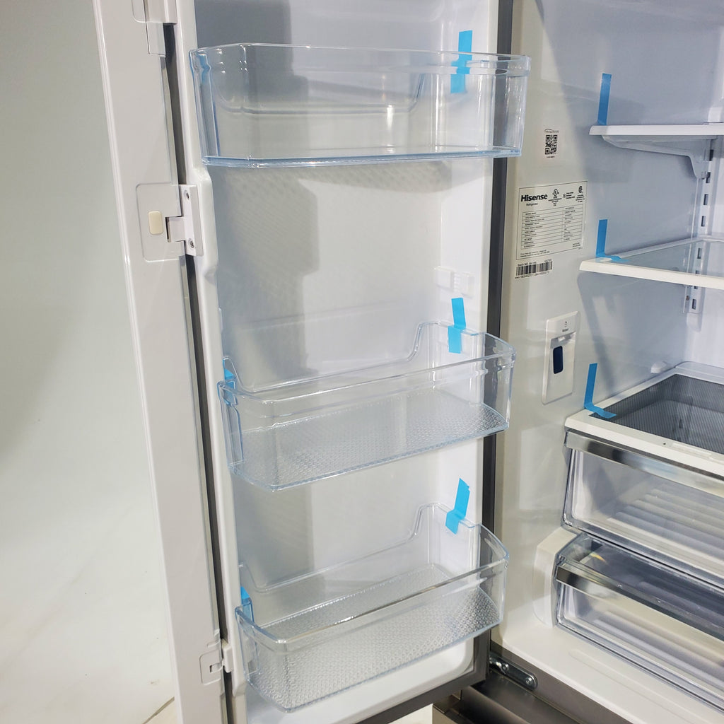 Pictures of Hisense Fingerprint Resistant Stainless Steel Counter-depth 21.2 cu ft French Door ENERGY STAR Refrigerator with Water and Ice Dispenser - Scratch & Dent - Moderate - Neu Appliance Outlet - Discount Appliance Outlet in Austin, Tx