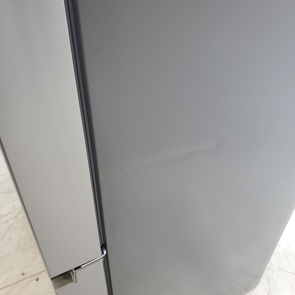 Pictures of Hisense Fingerprint Resistant Stainless Steel Counter-depth 21.2 cu ft French Door ENERGY STAR Refrigerator with Water and Ice Dispenser - Scratch & Dent - Moderate - Neu Appliance Outlet - Discount Appliance Outlet in Austin, Tx