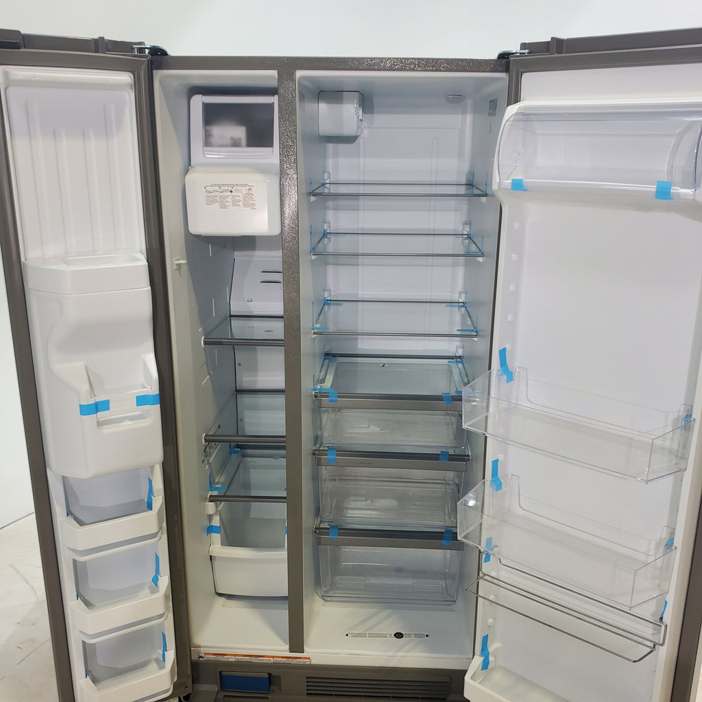 Pictures of 33 in. Wide Fingerprint-Resistant Stainless Steel Whirlpool 21.4 cu. ft. Side by Side Refrigerator with In Door Ice and Water Dispenser - Scratch & Dent - Moderate - Neu Appliance Outlet - Discount Appliance Outlet in Austin, Tx