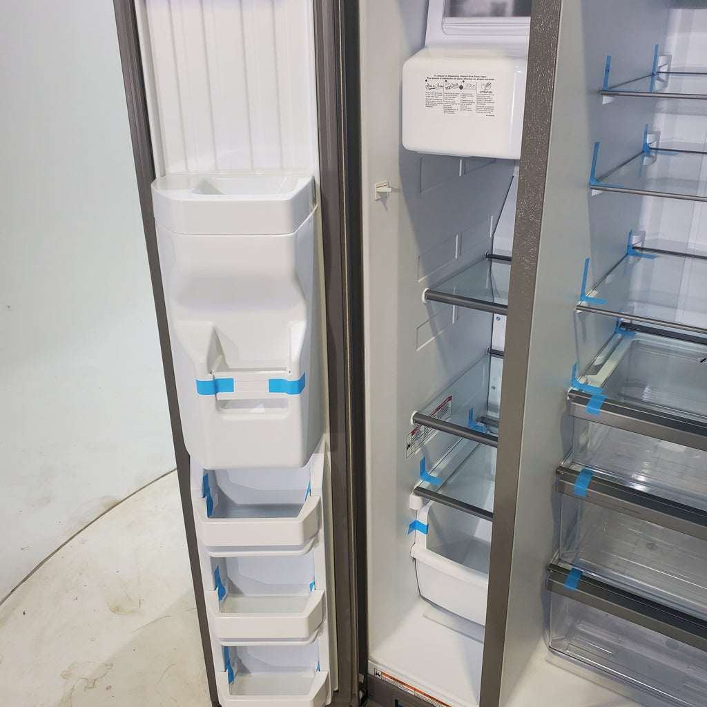 Pictures of 33 in. Wide Fingerprint-Resistant Stainless Steel Whirlpool 21.4 cu. ft. Side by Side Refrigerator with In Door Ice and Water Dispenser - Scratch & Dent - Moderate - Neu Appliance Outlet - Discount Appliance Outlet in Austin, Tx