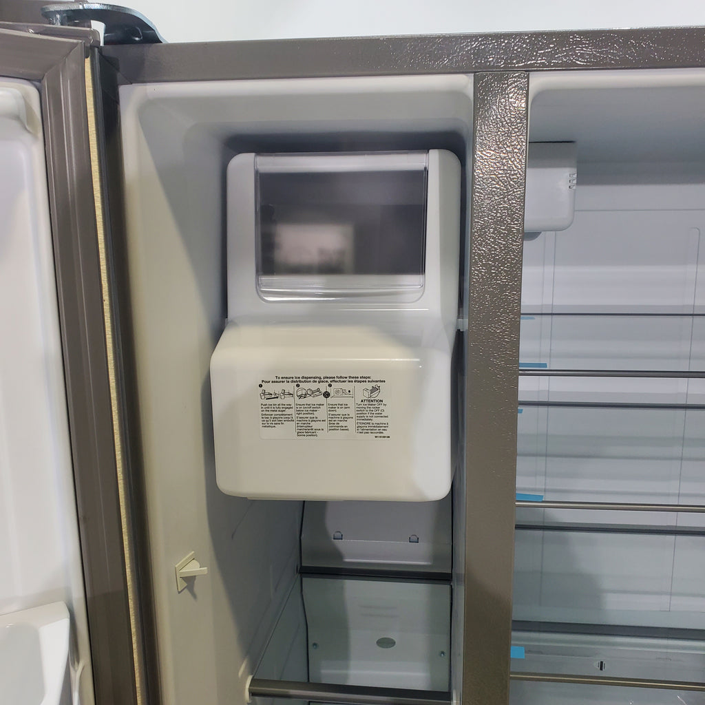 Pictures of 33 in. Wide Fingerprint-Resistant Stainless Steel Whirlpool 21.4 cu. ft. Side by Side Refrigerator with In Door Ice and Water Dispenser - Scratch & Dent - Moderate - Neu Appliance Outlet - Discount Appliance Outlet in Austin, Tx