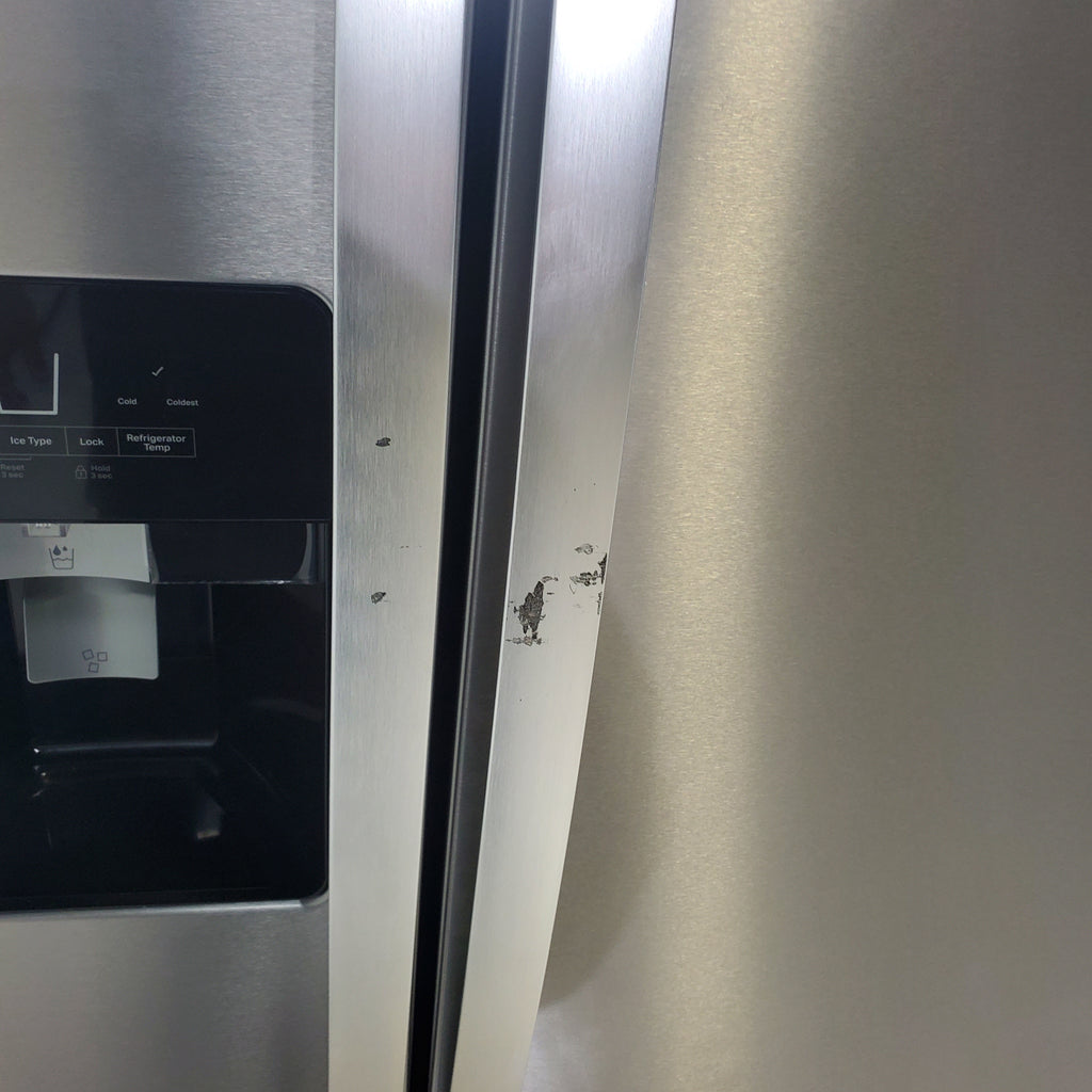 Pictures of 33 in. Wide Fingerprint-Resistant Stainless Steel Whirlpool 21.4 cu. ft. Side by Side Refrigerator with In Door Ice and Water Dispenser - Scratch & Dent - Moderate - Neu Appliance Outlet - Discount Appliance Outlet in Austin, Tx