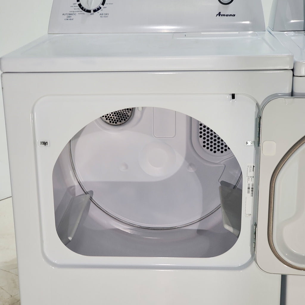 Pictures of White Amana 3.5 cu. ft. Top-Load Washer with Deep Water Wash Option and Amana 6.5 cu. ft. Electric Dryer with Wrinkle Prevent - Scratch & Dent - Minor - Neu Appliance Outlet - Discount Appliance Outlet in Austin, Tx