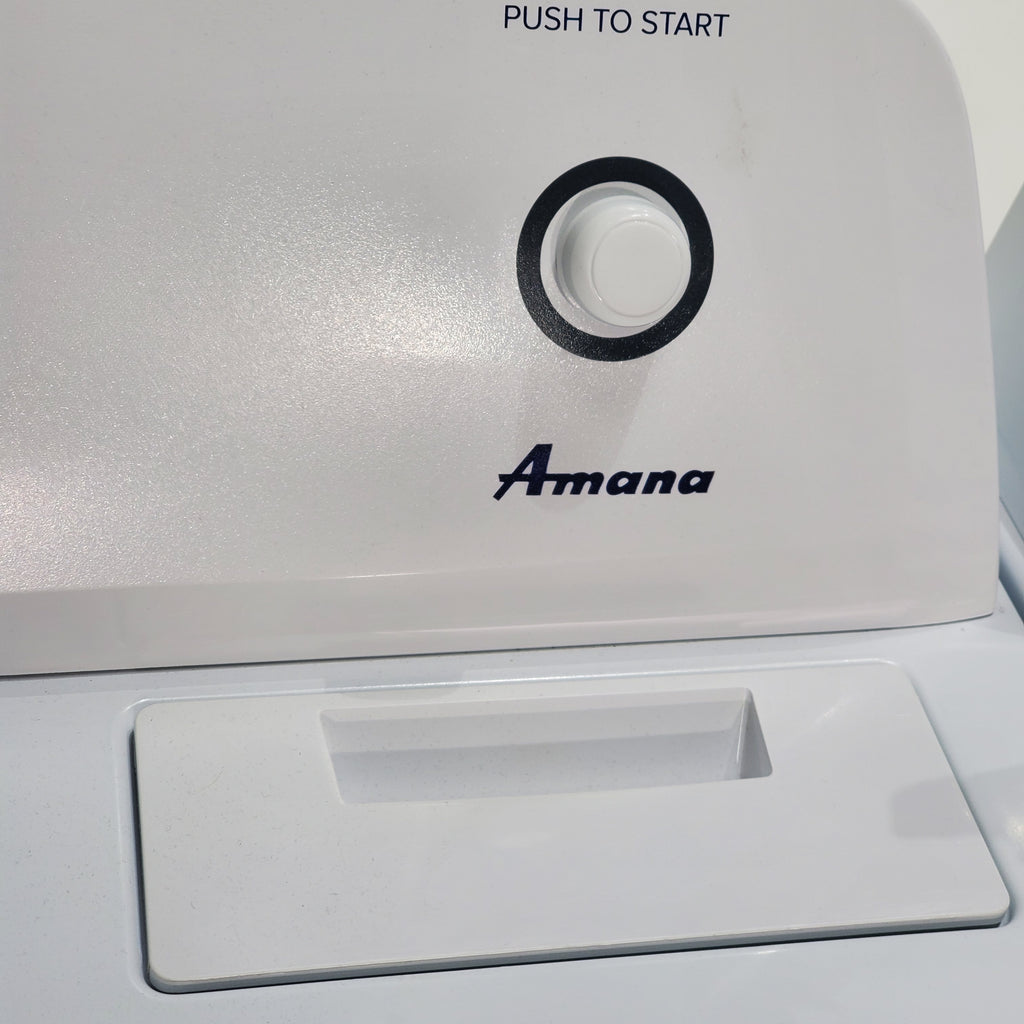 Pictures of White Amana 3.5 cu. ft. Top-Load Washer with Deep Water Wash Option and Amana 6.5 cu. ft. Electric Dryer with Wrinkle Prevent - Scratch & Dent - Minor - Neu Appliance Outlet - Discount Appliance Outlet in Austin, Tx