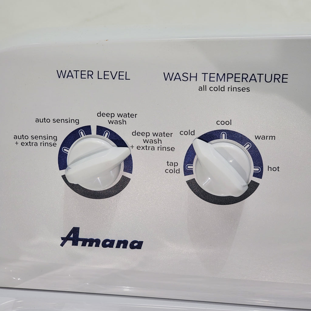 Pictures of White Amana 3.5 cu. ft. Top-Load Washer with Deep Water Wash Option and Amana 6.5 cu. ft. Electric Dryer with Wrinkle Prevent - Scratch & Dent - Minor - Neu Appliance Outlet - Discount Appliance Outlet in Austin, Tx