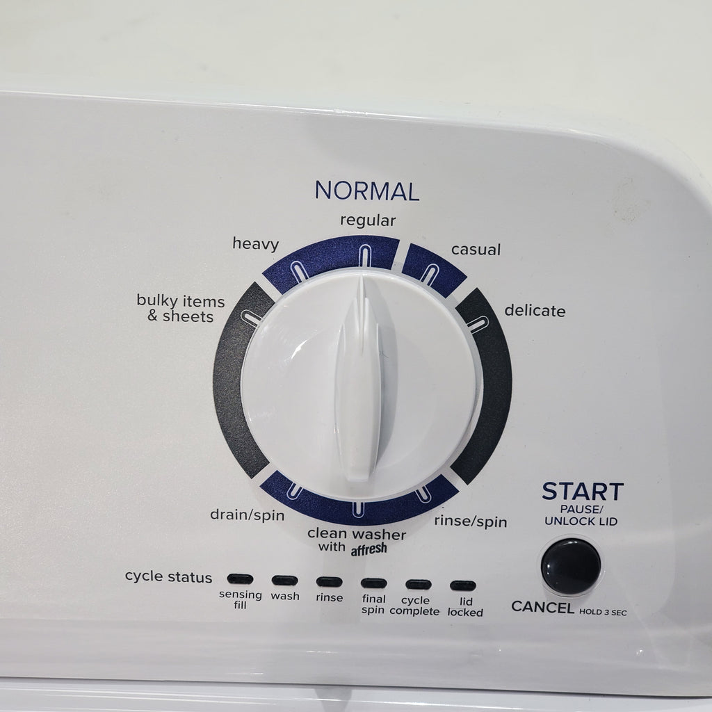 Pictures of White Amana 3.5 cu. ft. Top-Load Washer with Deep Water Wash Option and Amana 6.5 cu. ft. Electric Dryer with Wrinkle Prevent - Scratch & Dent - Minor - Neu Appliance Outlet - Discount Appliance Outlet in Austin, Tx