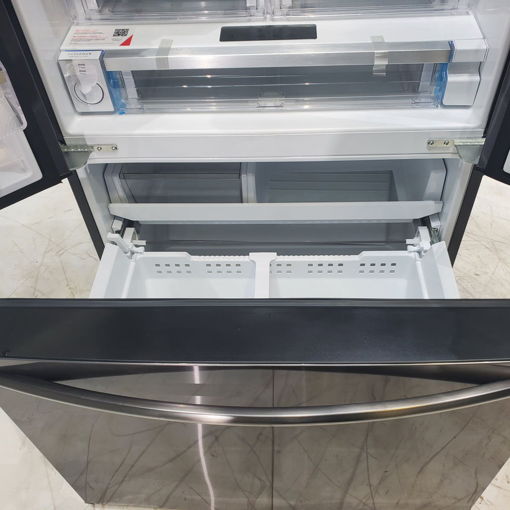 Pictures of Counter Depth Black Stainless Steel ENERGY STAR Frigidaire Gallery 22.6 cu. ft. 3 Door French Door Refrigerator with Exterior Ice and Water Dispenser - Scratch & Dent - Minor - Neu Appliance Outlet - Discount Appliance Outlet in Austin, Tx