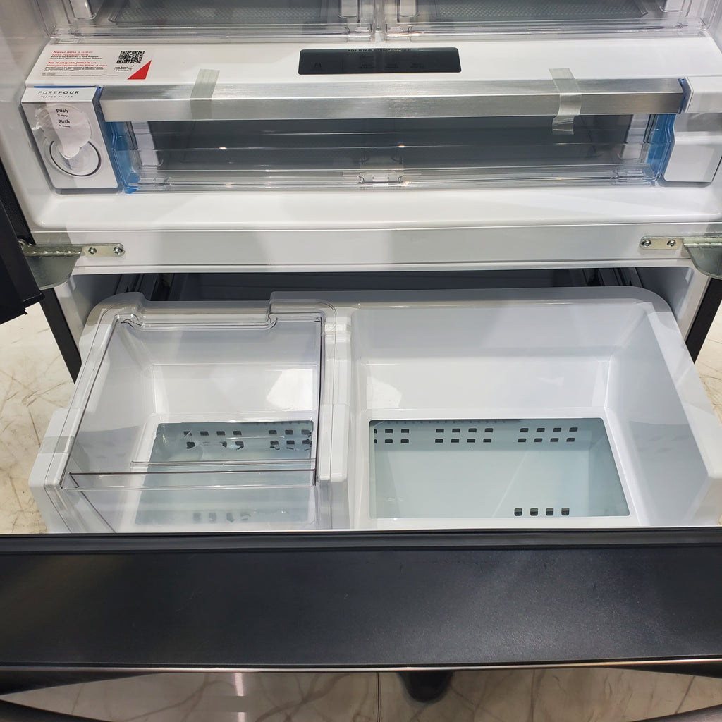 Pictures of Counter Depth Black Stainless Steel ENERGY STAR Frigidaire Gallery 22.6 cu. ft. 3 Door French Door Refrigerator with Exterior Ice and Water Dispenser - Scratch & Dent - Minor - Neu Appliance Outlet - Discount Appliance Outlet in Austin, Tx