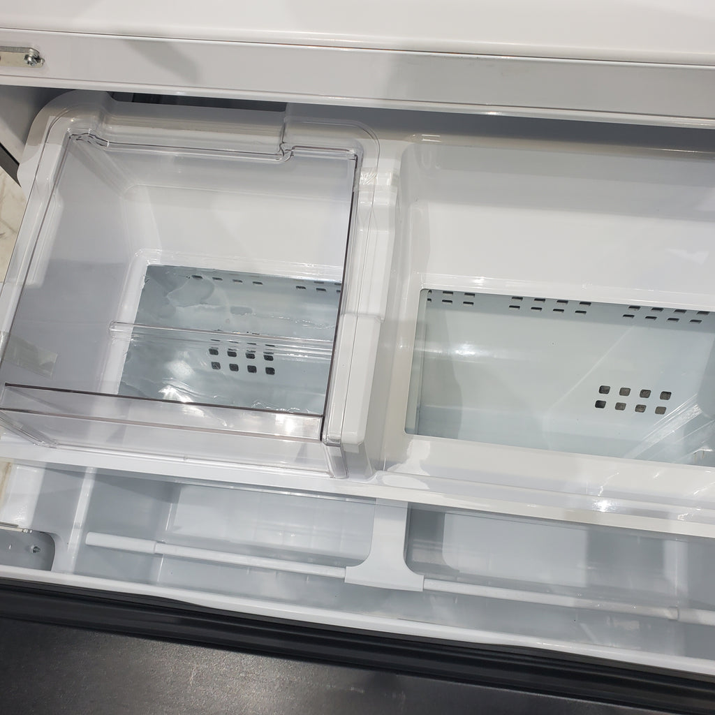 Pictures of Counter Depth Black Stainless Steel ENERGY STAR Frigidaire Gallery 22.6 cu. ft. 3 Door French Door Refrigerator with Exterior Ice and Water Dispenser - Scratch & Dent - Minor - Neu Appliance Outlet - Discount Appliance Outlet in Austin, Tx