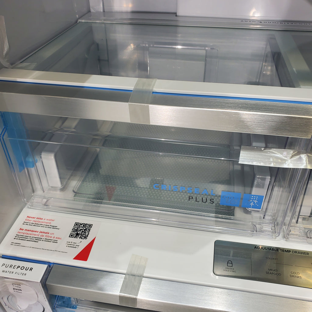 Pictures of Counter Depth Black Stainless Steel ENERGY STAR Frigidaire Gallery 22.6 cu. ft. 3 Door French Door Refrigerator with Exterior Ice and Water Dispenser - Scratch & Dent - Minor - Neu Appliance Outlet - Discount Appliance Outlet in Austin, Tx