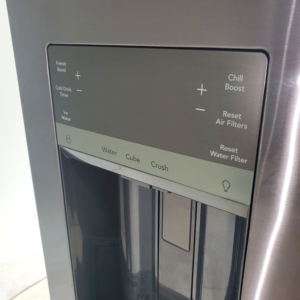 Pictures of Counter Depth Black Stainless Steel ENERGY STAR Frigidaire Gallery 22.6 cu. ft. 3 Door French Door Refrigerator with Exterior Ice and Water Dispenser - Scratch & Dent - Minor - Neu Appliance Outlet - Discount Appliance Outlet in Austin, Tx