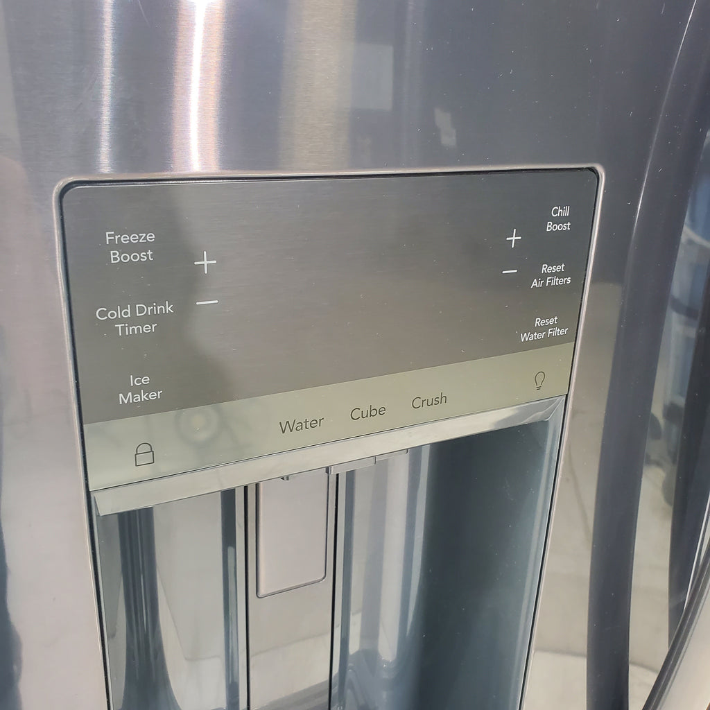 Pictures of Counter Depth Black Stainless Steel ENERGY STAR Frigidaire Gallery 22.6 cu. ft. 3 Door French Door Refrigerator with Exterior Ice and Water Dispenser - Scratch & Dent - Minor - Neu Appliance Outlet - Discount Appliance Outlet in Austin, Tx