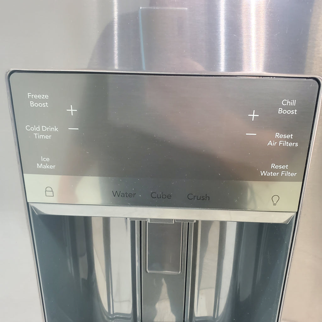 Pictures of Counter Depth Black Stainless Steel ENERGY STAR Frigidaire Gallery 22.6 cu. ft. 3 Door French Door Refrigerator with Exterior Ice and Water Dispenser - Scratch & Dent - Minor - Neu Appliance Outlet - Discount Appliance Outlet in Austin, Tx