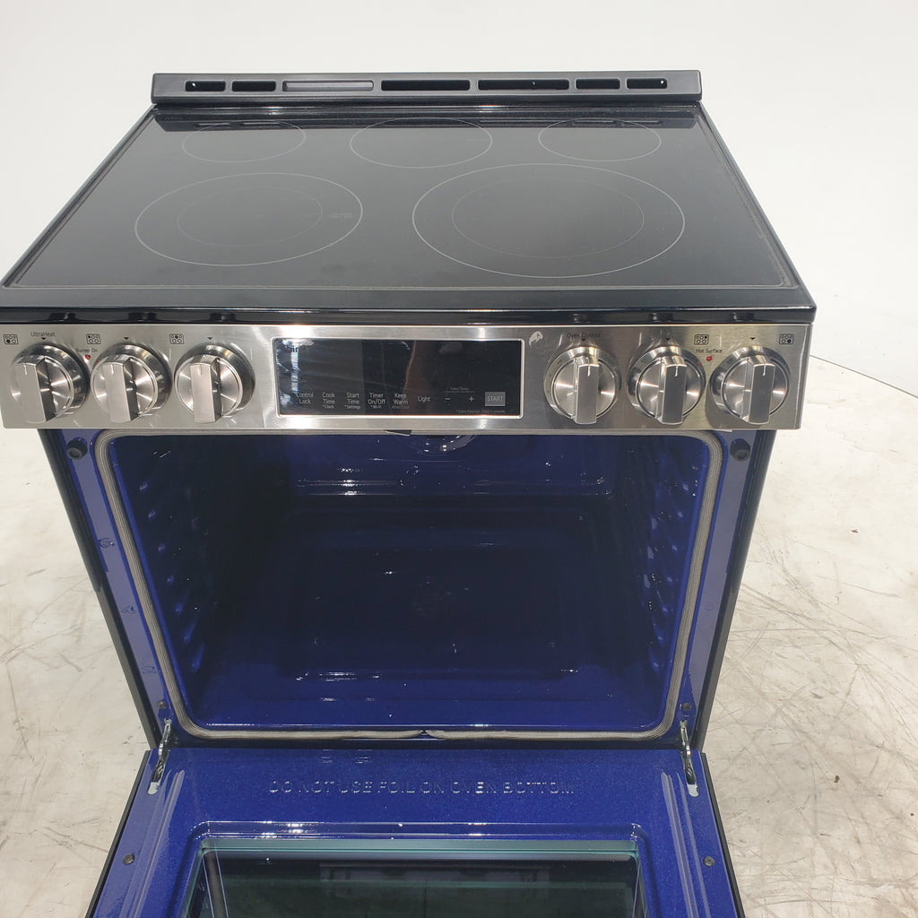 Pictures of PrintProof Stainless Steel LG 6.3 cu. ft. 5 Element Radiant Ceramic Glass Cooktop Slide-In Electric Range with Air Fry - Scratch & Dent - Minor - Neu Appliance Outlet - Discount Appliance Outlet in Austin, Tx