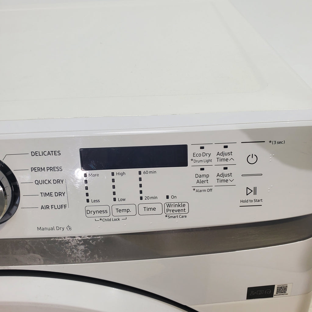 Pictures of White Samsung 7.5 cu. ft. Front Load Electric Dryer with Smart Care - Scratch and Dent - Minor - Neu Appliance Outlet - Discount Appliance Outlet in Austin, Tx