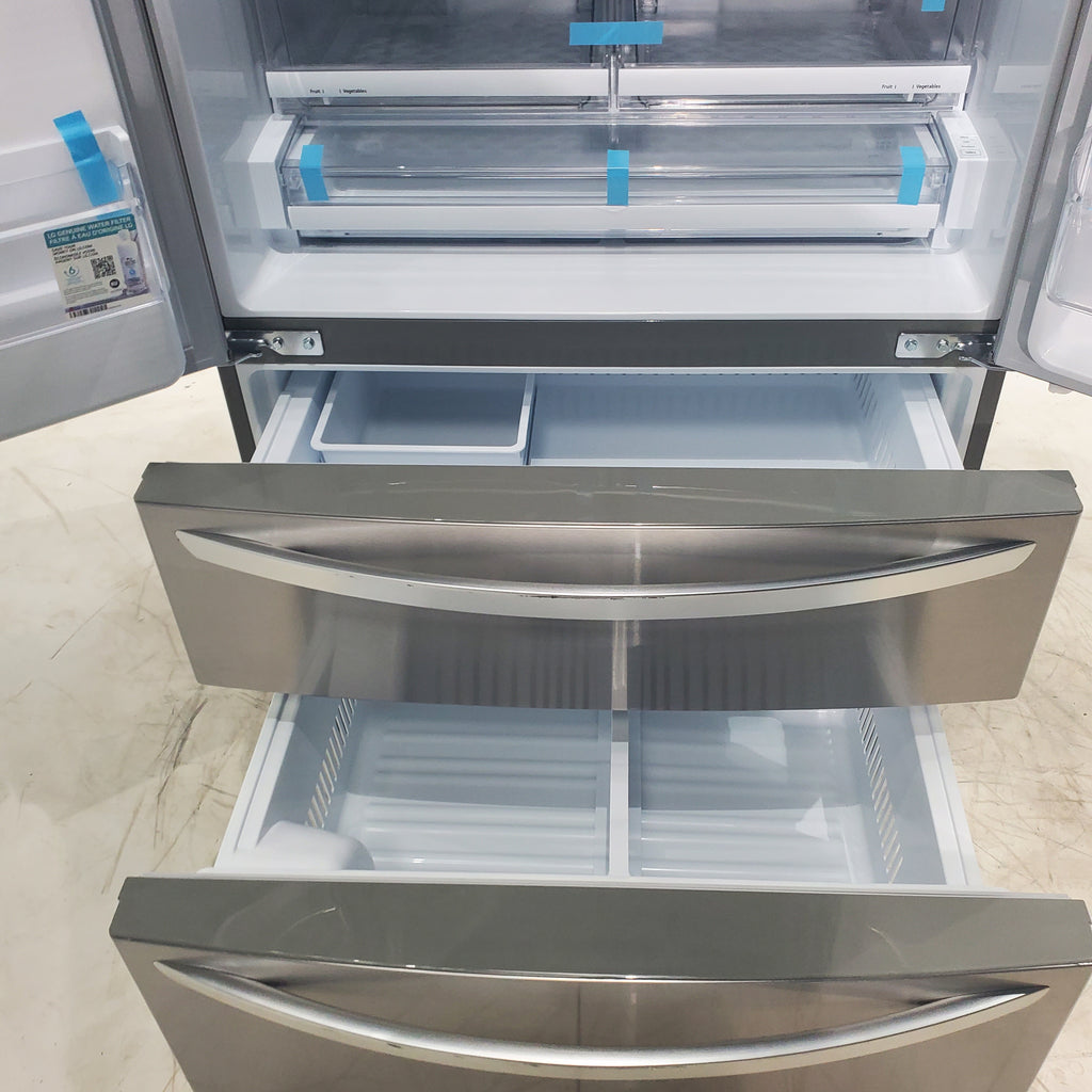 Pictures of PrintProof Stainless Steel ENERGY STAR LG 28 cu. ft. 4 Door French Door Refrigerator with Craft Ice - Scratch & Dent - Minor - Neu Appliance Outlet - Discount Appliance Outlet in Austin, Tx