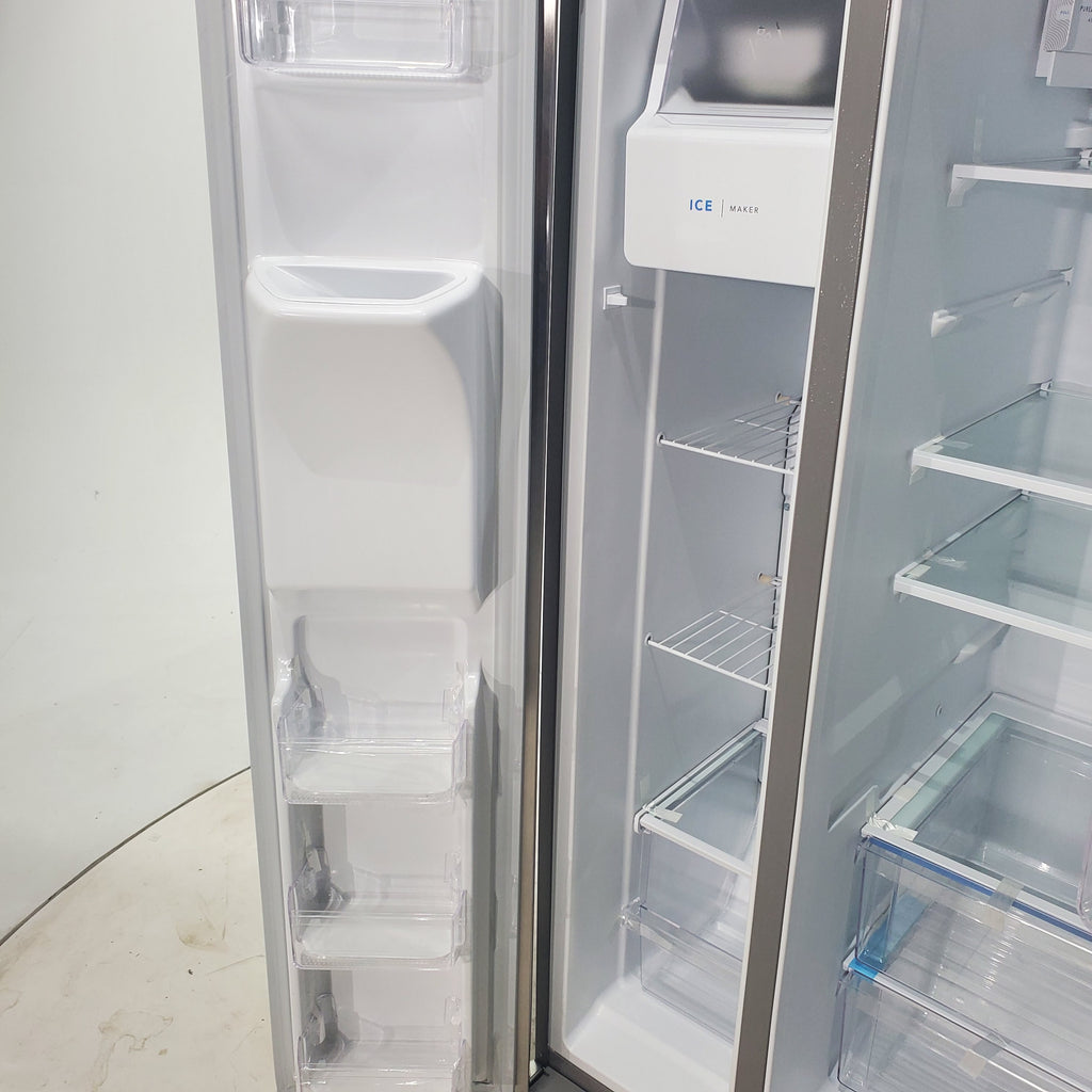 Pictures of 33" Wide Stainless Steel Frigidaire 22.3 cu. ft. ENERGY STAR Side by Side Refrigerator with Exterior Water and Ice Dispenser - Scratch & Dent - Minor - Neu Appliance Outlet - Discount Appliance Outlet in Austin, Tx
