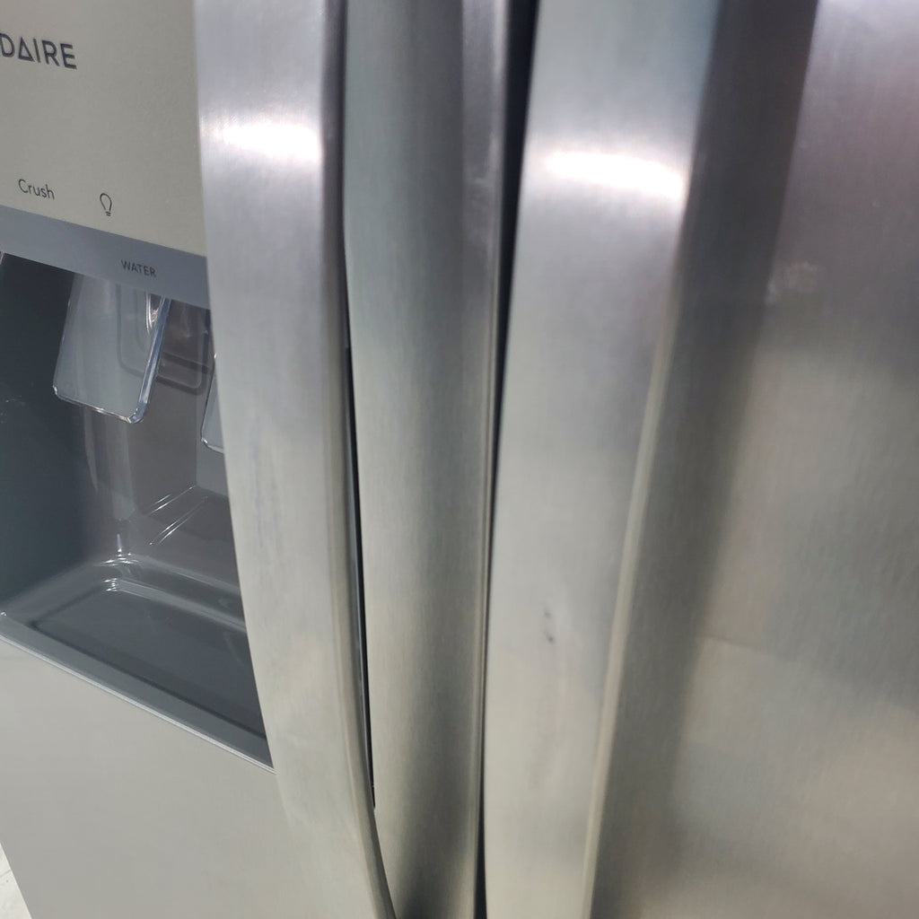 Pictures of 33" Wide Stainless Steel Frigidaire 22.3 cu. ft. ENERGY STAR Side by Side Refrigerator with Exterior Water and Ice Dispenser - Scratch & Dent - Minor - Neu Appliance Outlet - Discount Appliance Outlet in Austin, Tx