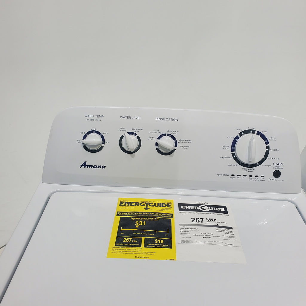 Pictures of Amana 3.8 cu. ft. Top Load Washing Machine with Deep Water Wash Option and Amana 6.5 cu. ft. Electric Dryer with Automatic Cycles - Scratch & Dent - Minor - Neu Appliance Outlet - Discount Appliance Outlet in Austin, Tx