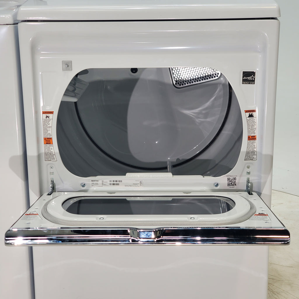 Pictures of Maytag ENERGY STAR 5.2 cu. ft. Top Load Agitator Washing Machine with Extra Power Button and ENERGY STAR Maytag Smart Capable 7.4 cu. ft. Electric Steam Dryer with Extra Power Button - Scratch & Dent - Minor - Neu Appliance Outlet - Discount Appliance Outlet in Austin, Tx