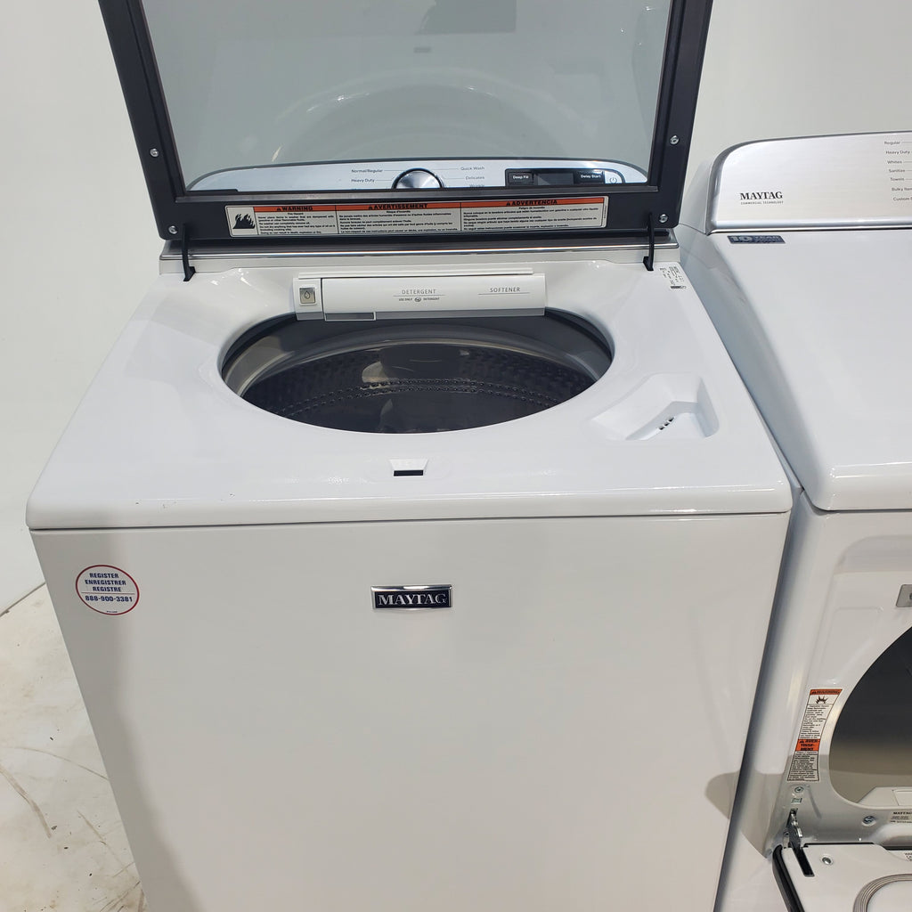 Pictures of Maytag ENERGY STAR 5.2 cu. ft. Top Load Agitator Washing Machine with Extra Power Button and ENERGY STAR Maytag Smart Capable 7.4 cu. ft. Electric Steam Dryer with Extra Power Button - Scratch & Dent - Minor - Neu Appliance Outlet - Discount Appliance Outlet in Austin, Tx
