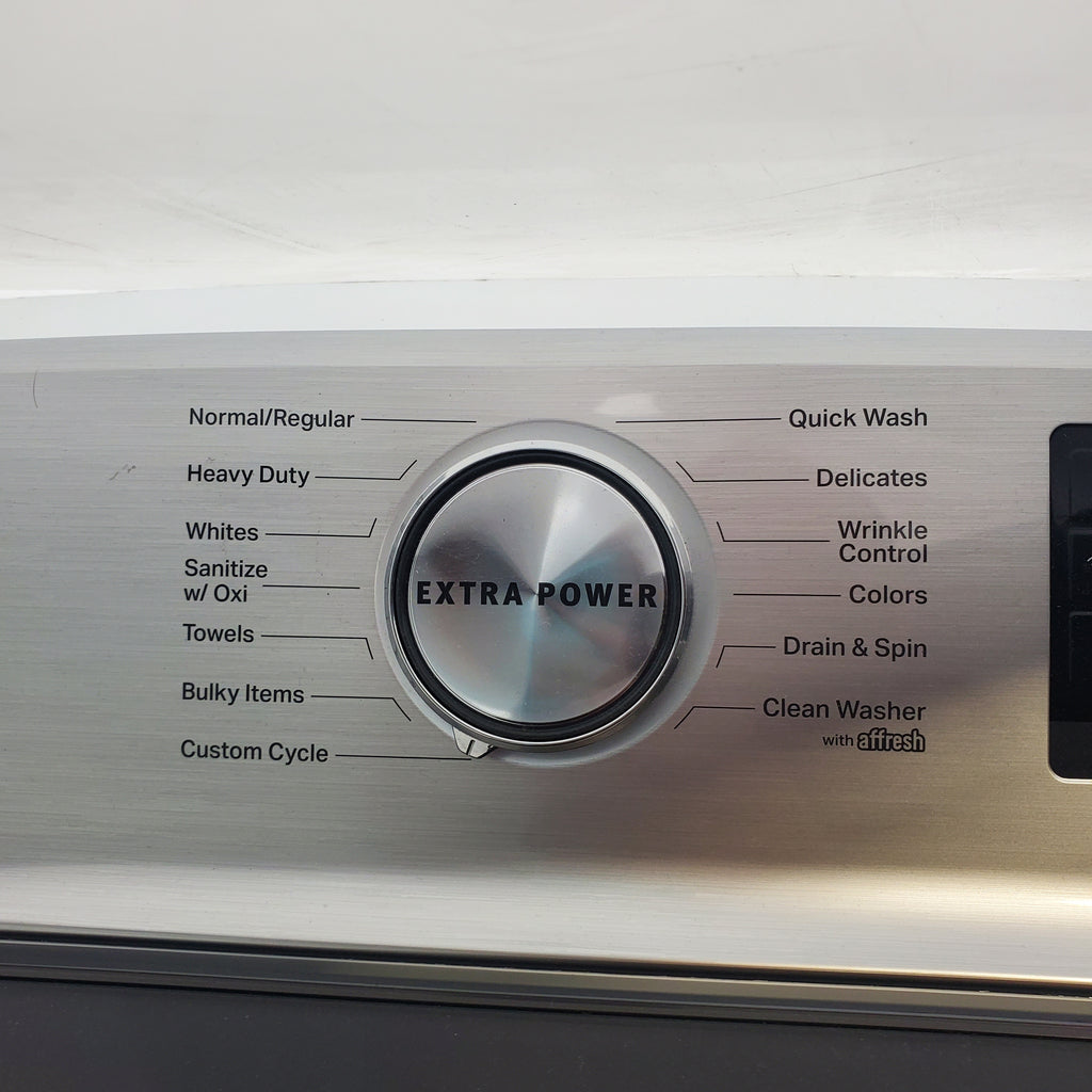 Pictures of Maytag ENERGY STAR 5.2 cu. ft. Top Load Agitator Washing Machine with Extra Power Button and ENERGY STAR Maytag Smart Capable 7.4 cu. ft. Electric Steam Dryer with Extra Power Button - Scratch & Dent - Minor - Neu Appliance Outlet - Discount Appliance Outlet in Austin, Tx