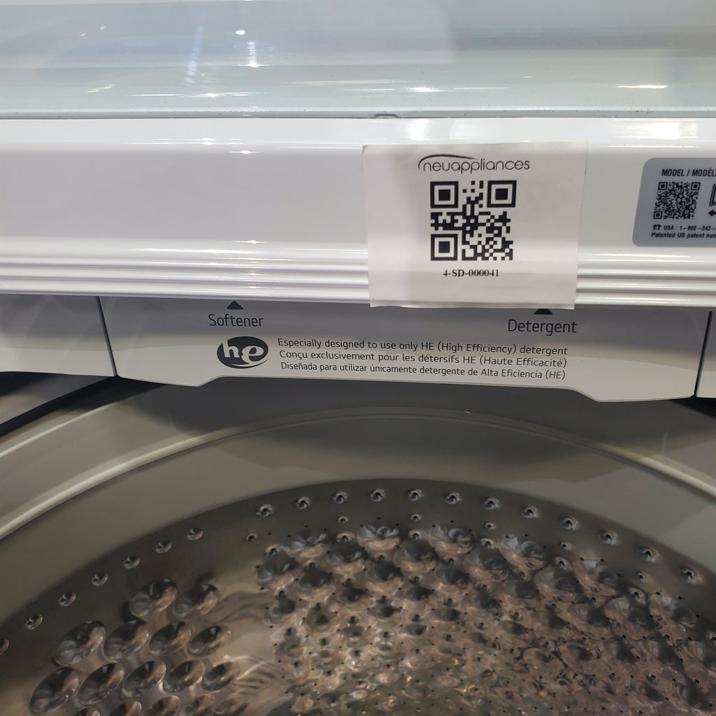 Pictures of ENERGY STAR LG 4.1 cu. ft. Top Load Washing Machine with 4-Way Agitator and  ENERGY STAR LG 7.3 cu. ft. Electric Dryer with Smart Diagnosis - Scratch & Dent - Minor - Neu Appliance Outlet - Discount Appliance Outlet in Austin, Tx