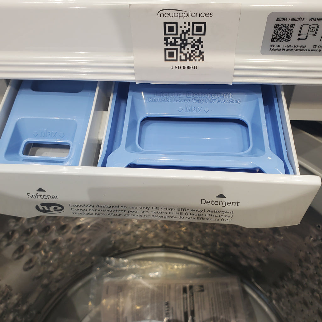 Pictures of ENERGY STAR LG 4.1 cu. ft. Top Load Washing Machine with 4-Way Agitator and  ENERGY STAR LG 7.3 cu. ft. Electric Dryer with Smart Diagnosis - Scratch & Dent - Minor - Neu Appliance Outlet - Discount Appliance Outlet in Austin, Tx