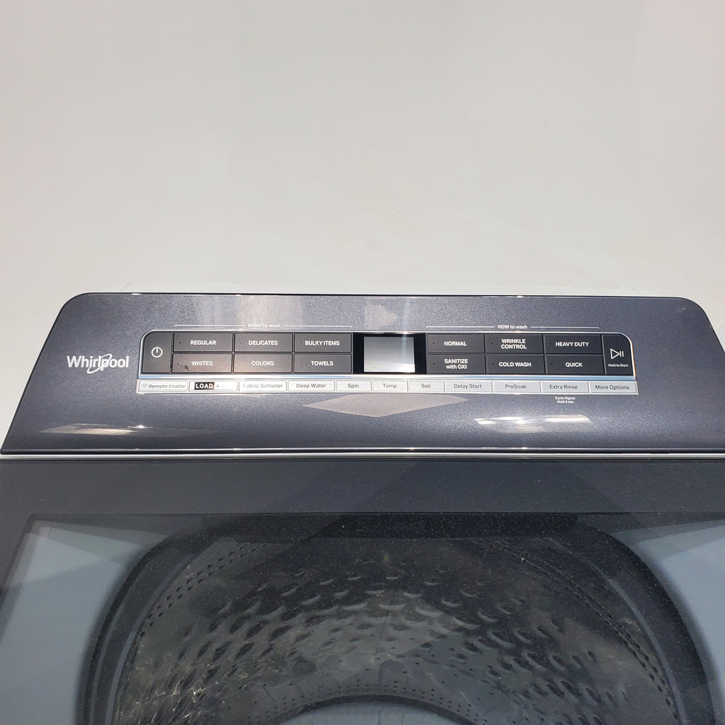 Pictures of ENERGY STAR Whirlpool 5.2 - 5.3 cu. ft. Smart Top Load Washing Machine with 2 in 1 Removable Agitator and 7.4 cu. ft. Electric Dryer with Hamper Door - Scratch & Dent - Minor - Neu Appliance Outlet - Discount Appliance Outlet in Austin, Tx