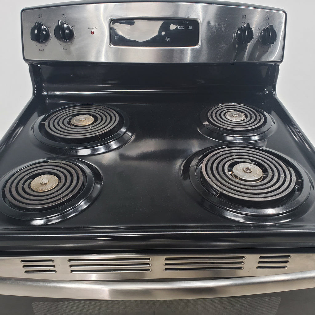 Pictures of Black with Stainless Steel GE 5.0 cu. ft. Freestanding 4 Element Electric Range with Sensi-Temp Technology - Certified Refurbished - Neu Appliance Outlet - Discount Appliance Outlet in Austin, Tx