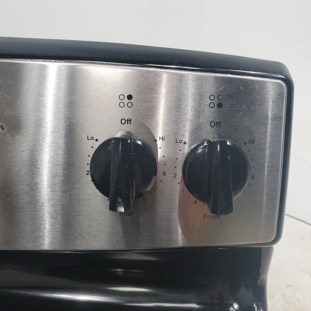 Pictures of Black with Stainless Steel GE 5.0 cu. ft. Freestanding 4 Element Electric Range with Sensi-Temp Technology - Certified Refurbished - Neu Appliance Outlet - Discount Appliance Outlet in Austin, Tx