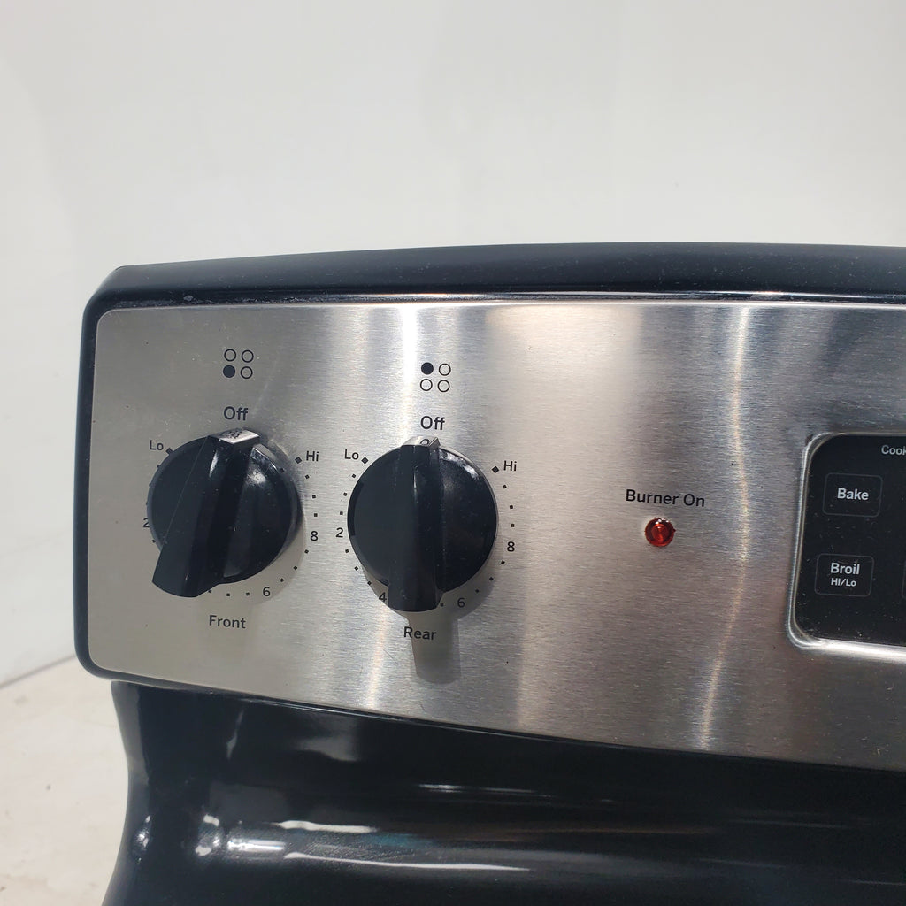 Pictures of Black with Stainless Steel GE 5.0 cu. ft. Freestanding 4 Element Electric Range with Sensi-Temp Technology - Certified Refurbished - Neu Appliance Outlet - Discount Appliance Outlet in Austin, Tx