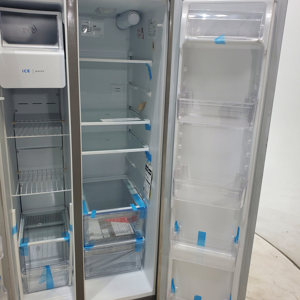 Pictures of 33" Wide Stainless Steel Frigidaire 22.3 cu. ft. ENERGY STAR Side by Side Refrigerator with Exterior Water and Ice Dispenser - Scratch & Dent - Minor - Neu Appliance Outlet - Discount Appliance Outlet in Austin, Tx