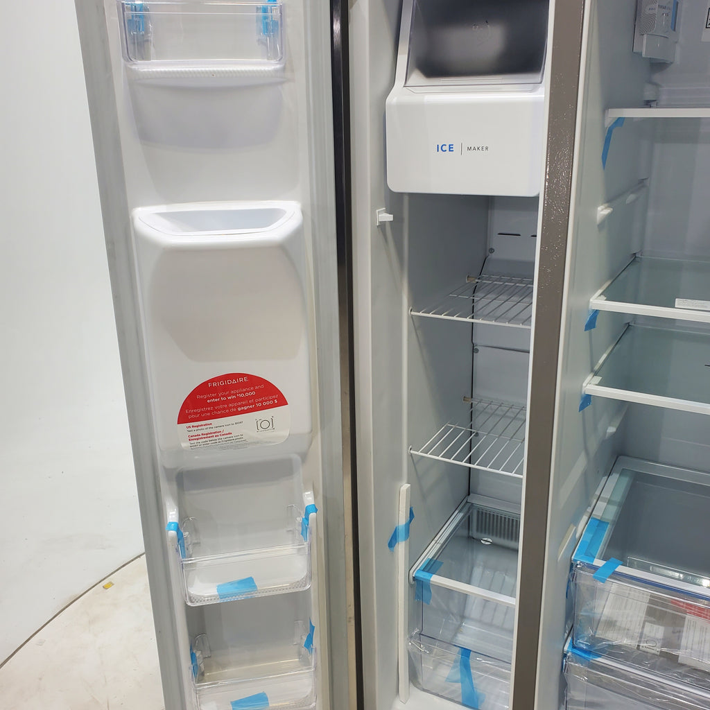 Pictures of 33" Wide Stainless Steel Frigidaire 22.3 cu. ft. ENERGY STAR Side by Side Refrigerator with Exterior Water and Ice Dispenser - Scratch & Dent - Minor - Neu Appliance Outlet - Discount Appliance Outlet in Austin, Tx