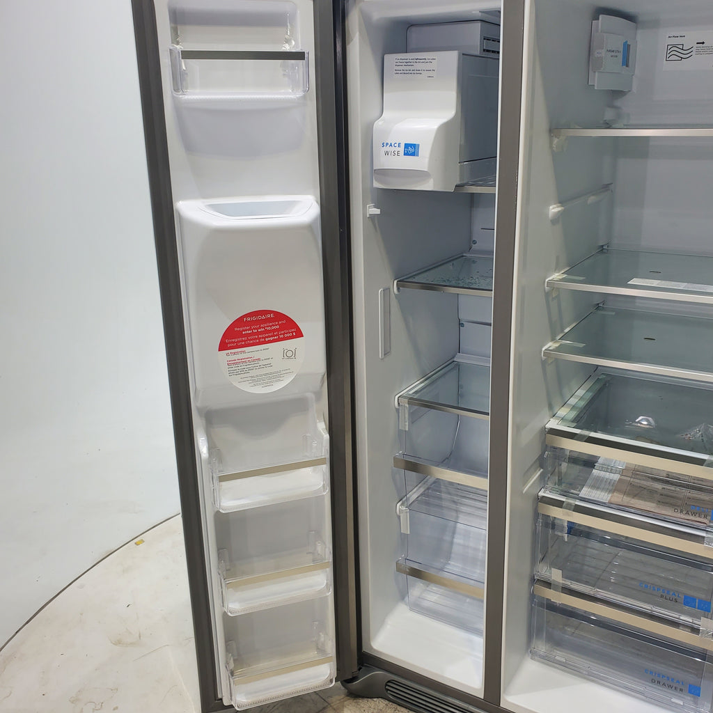 Pictures of Smudge Proof Stainless Steel ENERGY STAR Frigidaire Gallery 25.6 cu. ft. Side by Side Refrigerator with Exterior Water and Ice Dispenser - Scratch & Dent - Minor - Neu Appliance Outlet - Discount Appliance Outlet in Austin, Tx