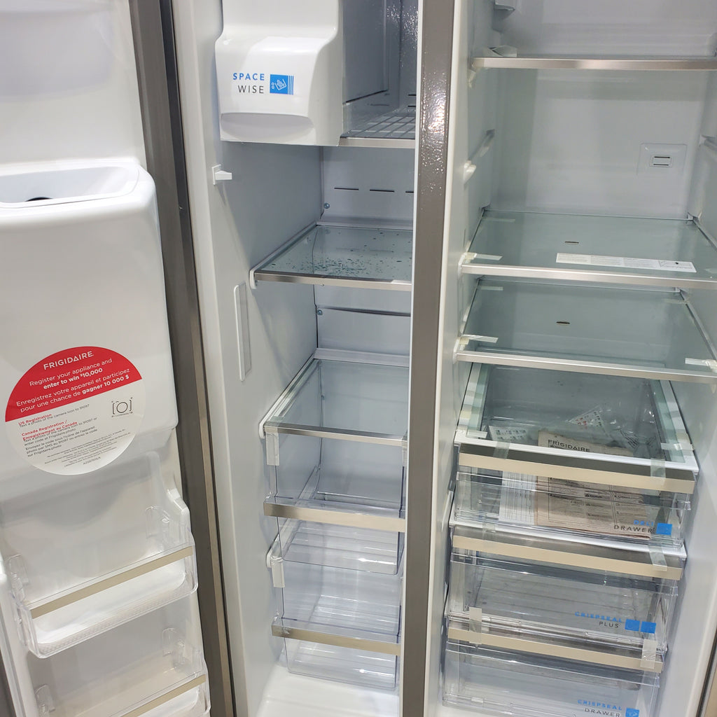 Pictures of Smudge Proof Stainless Steel ENERGY STAR Frigidaire Gallery 25.6 cu. ft. Side by Side Refrigerator with Exterior Water and Ice Dispenser - Scratch & Dent - Minor - Neu Appliance Outlet - Discount Appliance Outlet in Austin, Tx