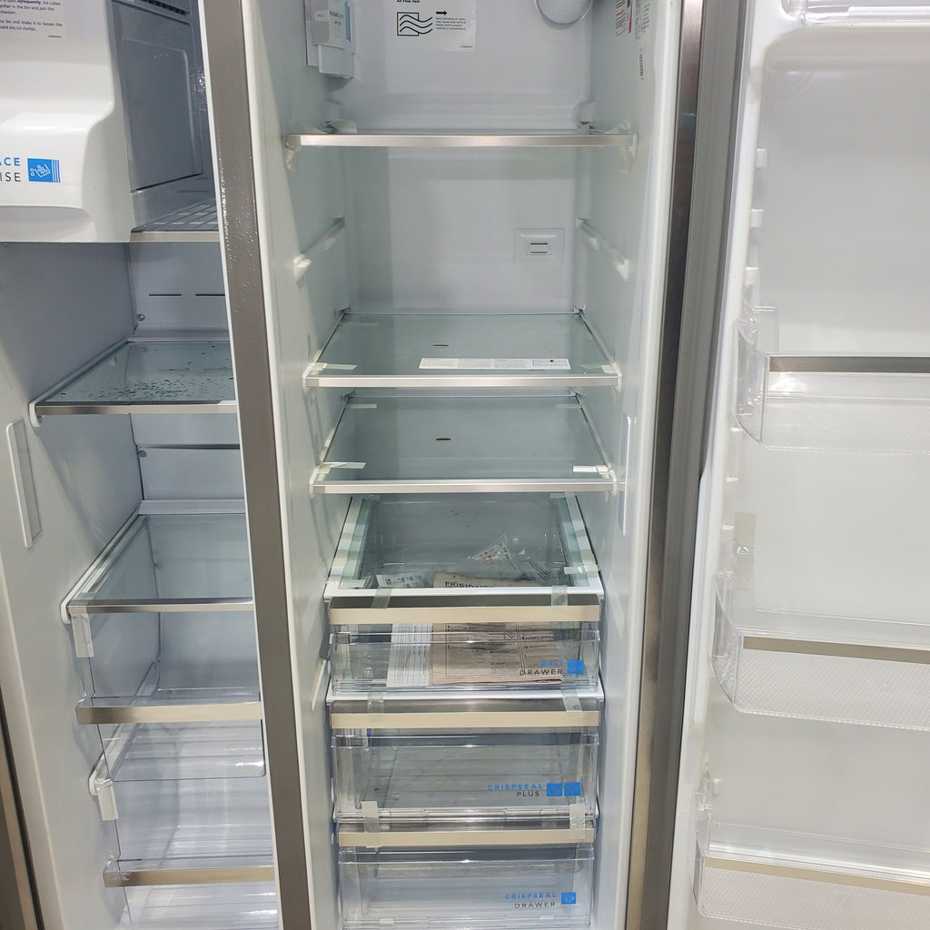 Pictures of Smudge Proof Stainless Steel ENERGY STAR Frigidaire Gallery 25.6 cu. ft. Side by Side Refrigerator with Exterior Water and Ice Dispenser - Scratch & Dent - Minor - Neu Appliance Outlet - Discount Appliance Outlet in Austin, Tx