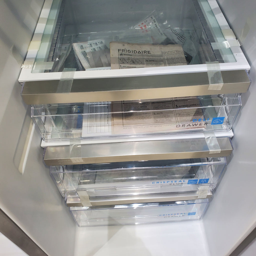 Pictures of Smudge Proof Stainless Steel ENERGY STAR Frigidaire Gallery 25.6 cu. ft. Side by Side Refrigerator with Exterior Water and Ice Dispenser - Scratch & Dent - Minor - Neu Appliance Outlet - Discount Appliance Outlet in Austin, Tx