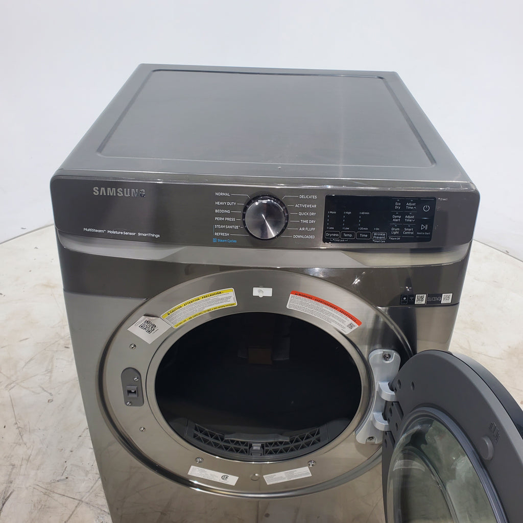 Pictures of Platinum Samsung 7.5 cu. ft. Front Load Electric Dryer with Steam- Scratch & Dent - Minor - Neu Appliance Outlet - Discount Appliance Outlet in Austin, Tx